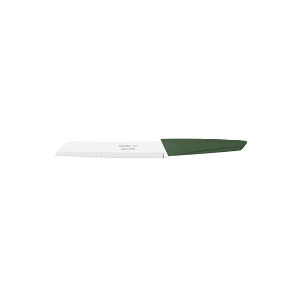 Tramontina Bread Knife Leaf LYF 7" Green Dishwasher Safe Lightweight Recycled Resin Handle Made in Brazil 23116/027 TRAMONTINA