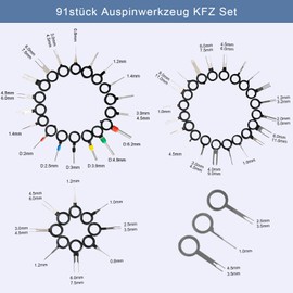 REJOECE Car Release Tool Pin Tool, 91 Pieces Terminal Removal Removal Tool Car Set, Universal Car Release Tool, Terminal Removal Tool Set