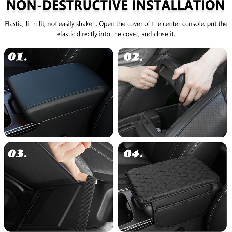 Upgraded Car Center Console Cover, Microfiber Leather Car Armrest Cover