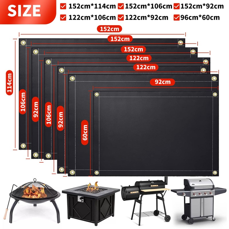 PfiHom 122 × 92 CM Fire Pit Mat, Double-Sided Fireproof