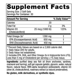Nordic Naturals Ultimate Omega D3 1280 Mg EPA DHA 1000 IU Vitamina D3 60 Cápsulas Blandas Limón