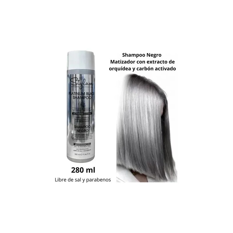 Shampoo Matizador Platinum Black Cabello Cano Gris Plata