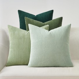 Topfinel Cushion Cover, 40 x 40 cm, Light Green, Set of 4, Corduroy Cushion Covers, Decorative Cushion Cover for Sofa, Bedroom, Living Room, Balcony, Children, Fluffy Colour Gradient