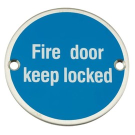 frisco Door Keep Locked Sign, Stainless Steel, 76 mm, Safety with fixings, Silver