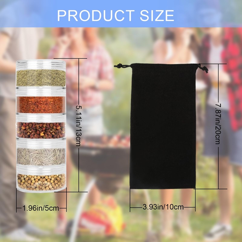 FWUNYVN 2 Sets 5 Layers Clear Portable Travel Spice Jars,