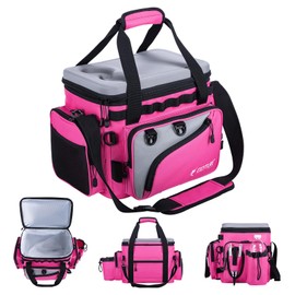 Goture Insulated Fishing Tackle Bag with Cooler, 44L 600D Water-Resistant Saltwater Gear Storage, Large Fishing Bag with Rod Holder and EVA Cup Holder for Travel Camping Hiking, Gifts for Women/Men