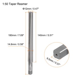 HARFINGTON Tapered Hand Reamers 1:50 12mm Small Dia 14.8mm Big Dia Straight Flute High Speed Steel (HSS) Slope Pin Reamer for CNC Metal Workshop Tools