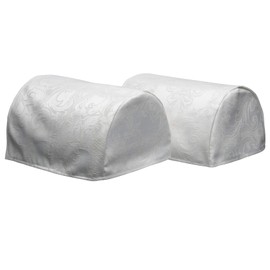 Classic Home Store Jacquard Damask Antimacassar Pair of Round Arm Caps Sofa Chair Furniture Protector Cover (Cream)