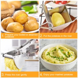 Potato Ricer, CUGLB Stainless Steel Professional Ricer for Mashed Vegetables and Kitchen Tool, Mash Potato Masher for Creamy Mashed Vegetables