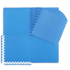 WF Athletic Supply 48 SQ.FT Diamond Pattern 3/4-Inch Thickness Interlocking Exercise Foam Mats, Extra Thick Eva Foam Flooring Tiles, Gym Fitness Equipment Mat, Home Protective Flooring Cushion, Blue
