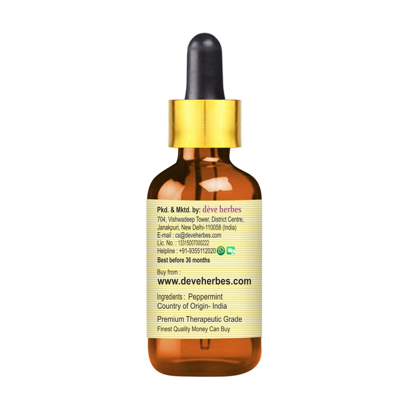 Devprayag Pure Peppermint Essential Oil (Mentha piperita) with Glass Dropper