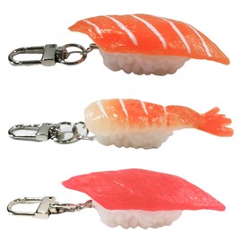 hjnet Japanese Souvenir Keychain Sushi Food Sample Tuna Shrimp Salmon Japanese Souvenir, orange