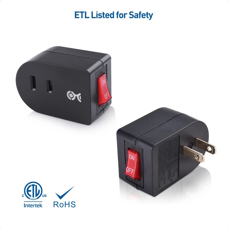 Cable Matters 3-Pack 2 Prong Outlet with ON Off Switch,