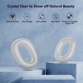 Aircawin for AirPods Max Case Earpads Case Cover,EarCups Cover Protector,Soft TPU Clear Ear pad Cover for Airpods Max Accessories,Anti-Scratch No-Yellow Sweatproof Washable AirPod Max Case Cover-Black