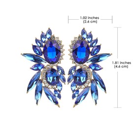 JANKINGS Vintage Rhinestone Statement Earrings Flash Costume Earrings Crystal Drop Dangle Earrings Party Jewelry blue prom earrings for Women and Girls, Zinc, alloy set rhinestones
