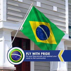 Brazil Flag 3 x 5 Foot【Fly Breeze】, Quadruple Stitched 100D Heavy Polyester Brazil Flag with Brass Grommets, Vivid Color & UV Fade Resistant, Canvas Header & Double Stitched