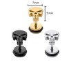 Stainless Steel Punisher Skull Stud Earrings Rock Skeleton Screw Back