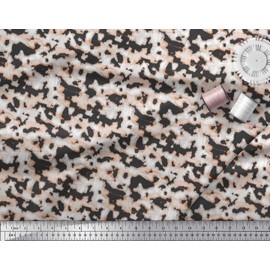 Soimoi Black Poly Crepe Fabric Lines & Texture Print Fabric BTY 42 Inch Wide