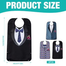 XEERUN Lätzchen für Erwachsene, 3er-Pack Wasserdicht Erwachsenen Lätzchen, Lätzchen Schlabberlatz mit Auffangschale für Senioren, Kleidungsschutz Latz für Männer Frauen