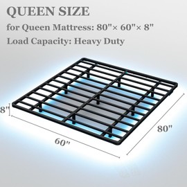 FDLOGW 8 in High Floating Bed Frame Queen with Led Lights & Charging Station, Metal Platform Queen Floating Bed Frame No Box Spring Needed, Heavy Duty, Noise Free