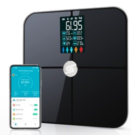 HEYAXA Smart Scale for Body Weight, Digiatl Weight Scale with Large LCD Display, 17 Body Composition Analyzer Sync to APP, Bathroom Body Fat Scale for BMI, BMR, Heart Rate, 400lb,Black.