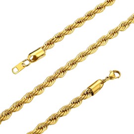 GOLDCHIC JEWELRY 6mm Rope Chain Necklace for Women, Gold Twists Link Chains for Men