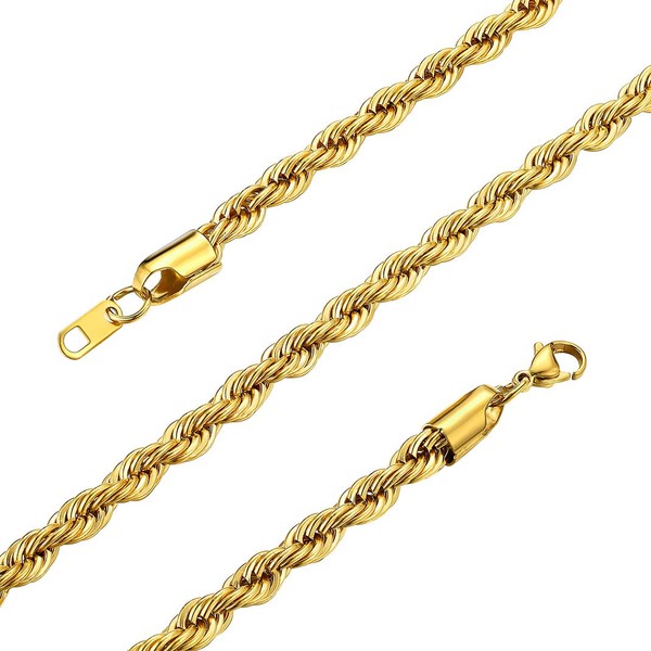 GOLDCHIC JEWELRY 6mm Rope Chain Necklace for Women, Gold Twists