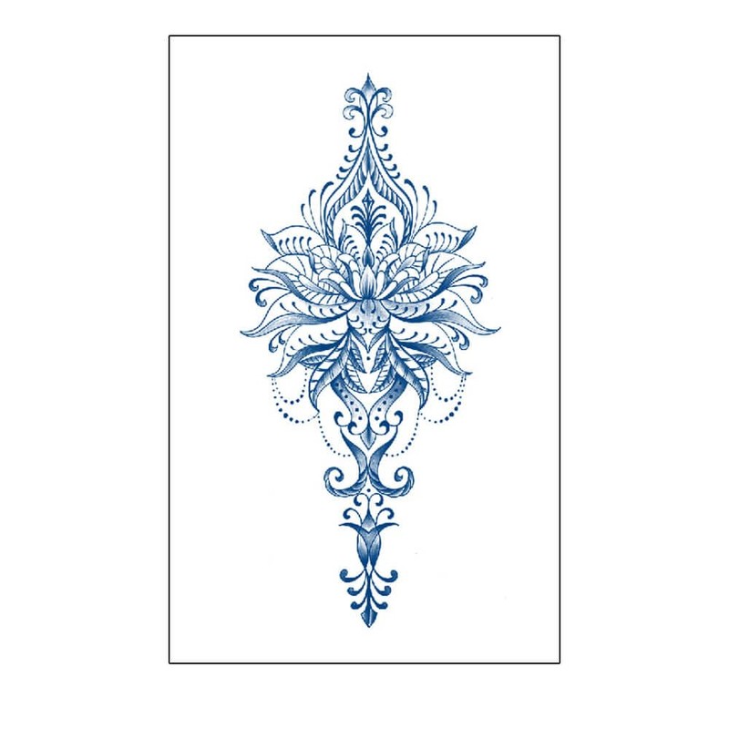 2 Blätter Temporäres Lotusblumen Tattoo Blumen Semi-Permanentes Tattoo GZ502 503