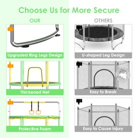 Trampoline for Kids, Upgrade Full Anti-Rust 440lbsToddler Trampoline with Net, 60'' Upgraded Ring Legs with Adjustable Gymnastics Bar&Toys, Gifts for Ages 1-8 Boys&Girls(Yellow)