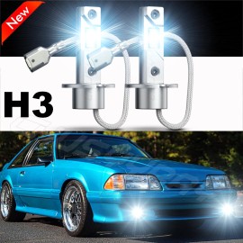 CHUSYYRAY For Ford Mustang 1988-1993 H3 LED DRL Bulbs Fog Driving Light Conversion Kit