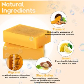 DONTGRACE DONTGRACE Kojic Acid Soap,Lemon Turmeric Soap Bar with Vitamin C for Face and Body Handmade 2pc