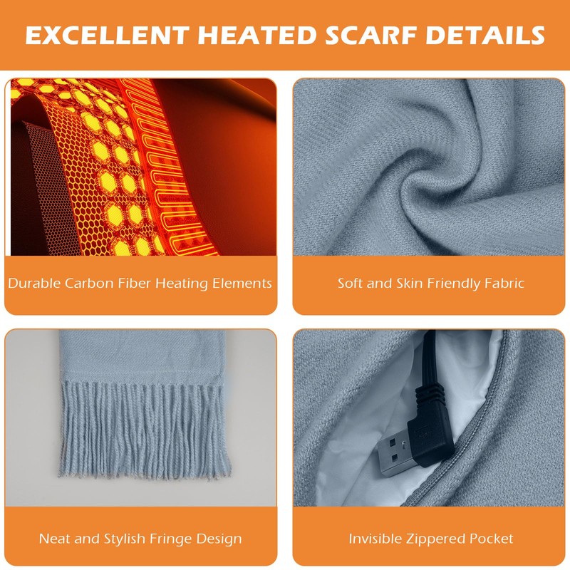 CLOVDREM Heated Scarf for Women,Men Rechargeable Heating Scarf for Neck