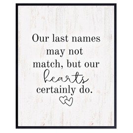 Farmhouse Style Love Quotes Wall Decor - Rustic Bedroom Decor, Bathroom Decoration - Boho-chic Heart Wall Print for Women, Woman, Wife, Girlfriend - Romantic Art - Heart Art Cute Gifts