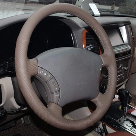 Loncky Custom Genuine Leather Steering Wheel Cover for Land Cruiser 1995 1996 1997 1998 1999 2000 2001 2002 Lexus LX 450 1996 1997 / LX 470 1998-2002 / Lexus LS 400 1996-2000 Accessories