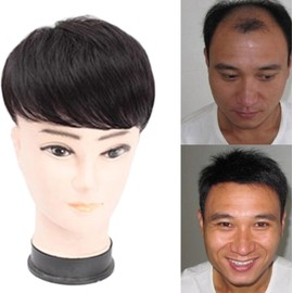 Toppers cortos negros (negro) Pelucas de tupé para uso diario de papá Extensiones de cabello Tupé para cubrir la pérdida blanca Uso diario Pelucas para hombres Realistas