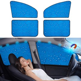 Aokway Side Window Sunshade Sun Shade for Car Window Double Thickness Auto Windshield Sunshades Curtain Universal Fit for Driver for Baby UV Protection (Blue, Front+Rear Side 4Pcs)