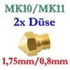 2x MK10 MK11 Precision 3D Printer Nozzle Brass 0.8 mm