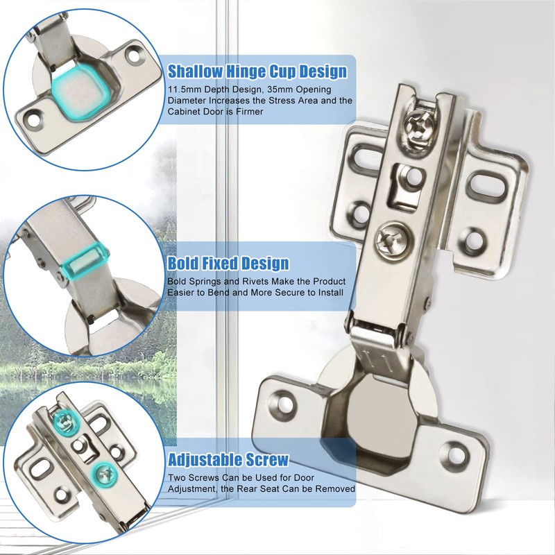 CVIUYO 10 Pcs 35mm Soft Close Kitchen Cabinet Hinges, Concealed