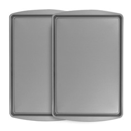 Ovenstuff HG281-AZ Nonstick Bakeware Medium Cookie Pans, 15.2" x 10.2" x 0.87", Set of 2