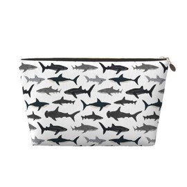 DITXIT Sharks Nautical Boys Cosmetic Bag Travel Makeup Bag Organizer Toiletry Bag with Zipper Storage Pouch Coin Purse Brushes for Women Girls Gifts