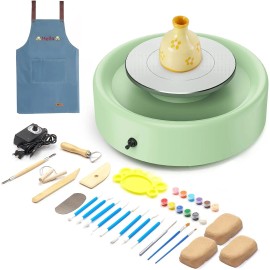 Alldeer Mini Pottery Wheel Machine - 6" Upgraded Clay Wheel for Beginners & Kids - Blue
