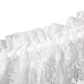 RLoncomix Rod Pocket Lace Sheer Door Curtain French White Retro Style Mesh Floral Semi Voile Curtain for Patio Door Living Room with Tieback, 2 Panels 72 Inches