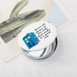 WSNANG Who TV Show Inspired Gifts Policeman Box Fans Makeup Mirror Whovian Gifts TV Show Merchandis for Fandom (We'reallstoriesMirror)