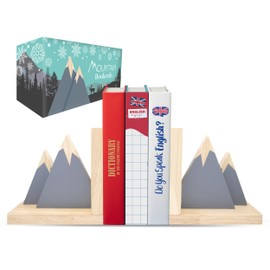 Wooden Mountain Book Ends for Kids Books - Mountain Bookends for Kids, Kids Bookends for Boys, Kids Book Ends for Shelves, Nursery Bookends, Toddler Book Ends, Book Ends Kids, Bookends for Nursery