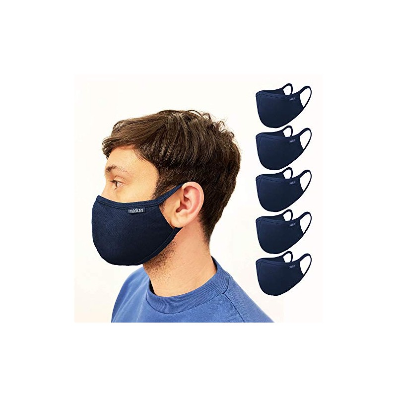 Maskari Maskari Navy Blue Reusable Face Mask | Washable |