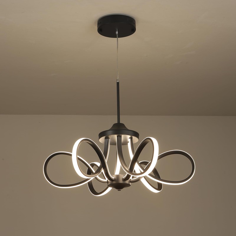 LANGLITIAODENG Chrome/Black LED Ceiling Light with Remote Control, Dimmable Lustre