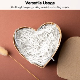 Poeland 200g Hamper Stuffing Filler, Shredded Paper for Hampers, Shredded Tissue Paper for Gift Box Filler Packaging & Basket Stuffing (White)