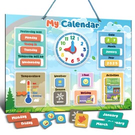 inamio Magnetic Kids Calendar for Learning - Classroom, Preschool Calendar for Kids and Toddlers - Days of The Week Chart - Today, Months and Weather