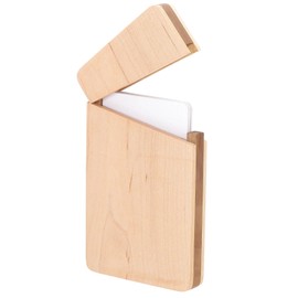 PATIKIL Wooden Business Card Holder, Wood Business Card Case Pocket Name Card Holders Organizer with Magnetic Closure for Men, Maple Color