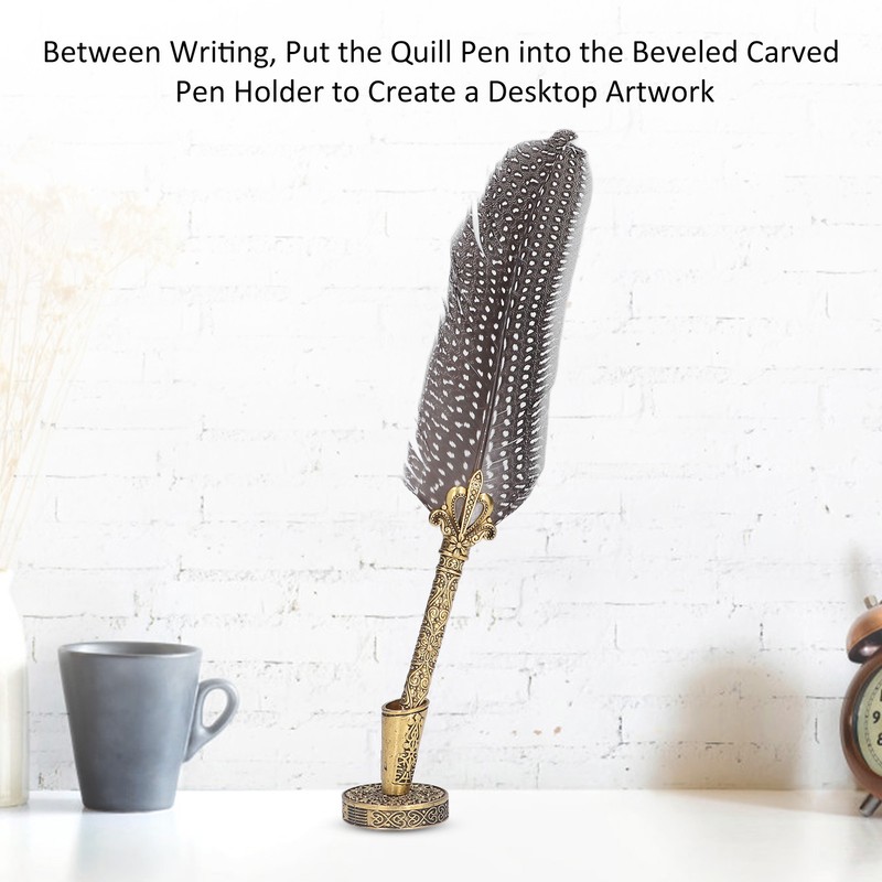 Feather Pen Exquisite Pattern Quaint Texture Comfortable Grip Stainless Steel